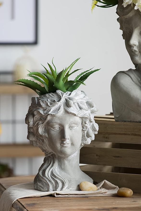 Cement Bust Wall Planter Indoor Outdoor Home GDecor 8 x 9 x 11.5