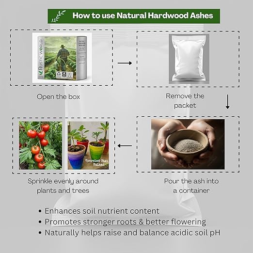 Natural Wood Ash Fertilizer for Plants – Organic Soil Amendment for Garden Lawn Compost Indoor Outdoor Plants Potassium Rich Plant Nutrients