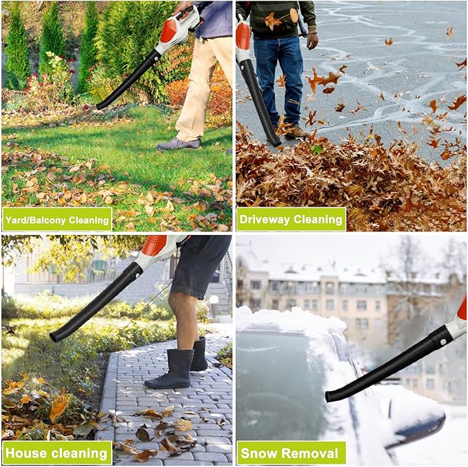 Cordless Leaf Blower24V Electric Handheld[180CFM] Leaf Blower[150 MPH] with 2x1.5Ah Batteries and Charger for Lawn Care Yard Grass Patio Blowing Leaves and Snow