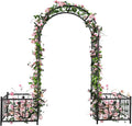 Garden Arbor with Planter Boxes 76 W x 86 H Wedding Arches for Ceremony Black Metal Garden Archway for Climbing Plants Outdoor Lawn Patio and Backyard