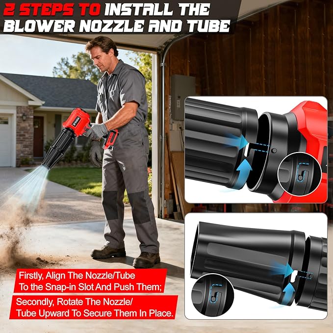 Cordless Leaf Blower Compatible for Milwaukee 18V Battery(NO Battery) Mini Turbo Jet Blower with 2 Nozzles Lightweight &amp One-Hand Use for Patio Garage Yard Cleaning Car Dryer(Tool Only)