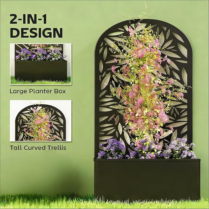 Arched Garden Planter Box Decorative Curved Raised Bed for Landscape Beauty - Versatile Focal Point for Flowers or Herbs Elevates Patio Deck or Front Yard with a Generous Flowing Design