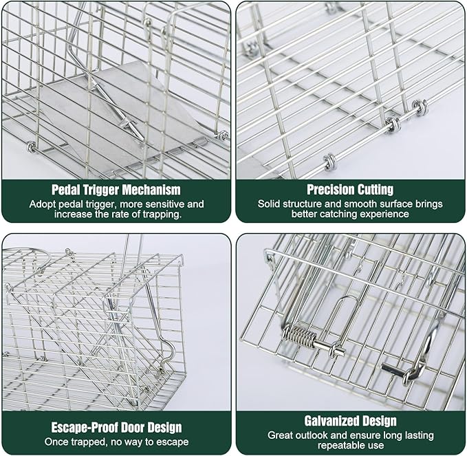 Humane Rat Trap Mouse Traps Work for Indoor and Outdoor 14x5x8 Inch Small Rodent Chipmunk Squirrel Trap and Other Live Animal Trap Cage Catch and Release for Kitchen Yard Garage