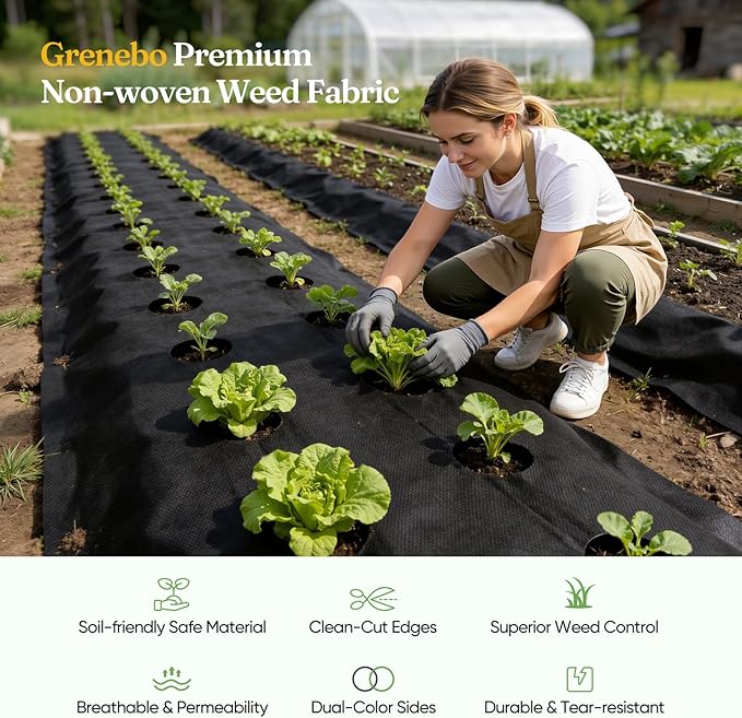 Weed Barrier Fabric 4 ft x 100 ft Heavy-Duty Non-Woven Breathable &amp Permeable No-Fraying &amp Easy to Cut and Install Landscape Fabric for Vegetable Garden Flower Beds