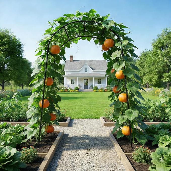 Extra Tall Garden Arch Trellis for Cucumber Heavy-Duty Rust-Resistant Powder-Coated Steel Vertical Support for Large Vining Vegetables (47”W x 79”H)