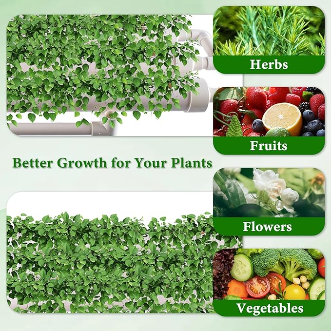 Hydroponic Grow KitPump TimerFood-Grade PVC-U Pipes Hydroponics Planting System with Water Pump Nest Basket and Sponge for Leafy Vegetables