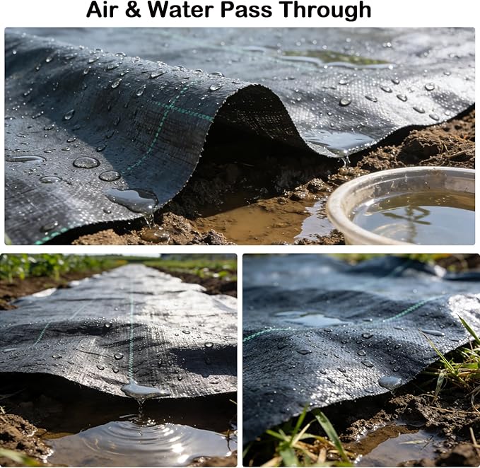Weed Barrier Fabric Heavy Duty 4x100ft – Landscape Fabric with 40 U-Shaped Staples &amp Garden Scissors – Non-Woven Geotextile Ground Cover for Weed Control Garden Driveway &amp Patio