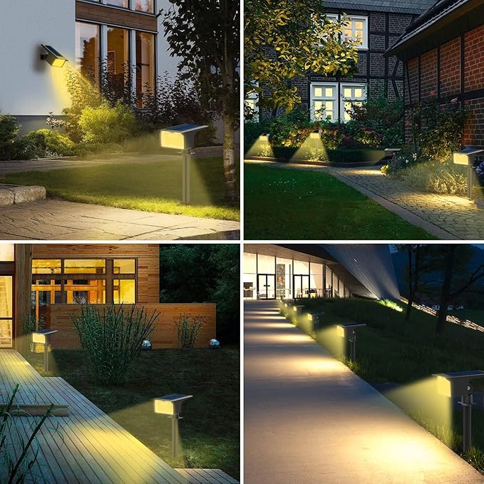 [3 Pack &amp 62LED]Solar Spot Lights Outdoor Motion Sensor 3 Modes Motion Sensor Outdoor Lights 2-in-1 Solar Landscape Spotlights LED Solar lights for Outside Yard Garden Wall Pathway WalkwayWarm W