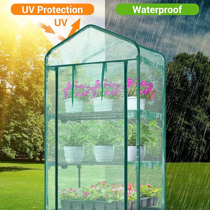 Mini Greenhouse for Indoor Outdoor: Ohuhu Small Plastic Plant Green House 5-Tier Rack Stand Portable Greenhouses with Durable PE Cover for Seedling Ideal Gardening Gifts for Women Men