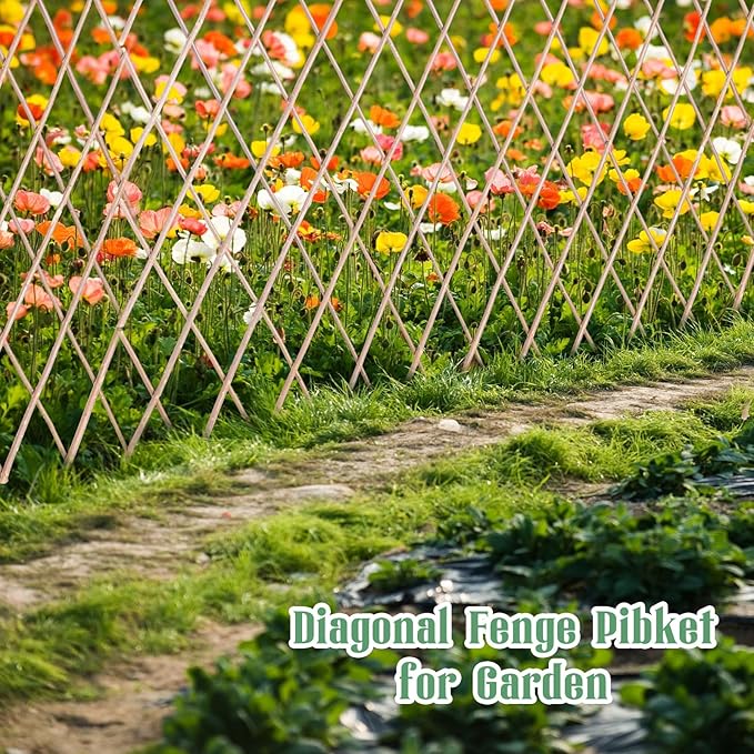 2 Pack Expandable Willow Trellis Lattice Fence Willow Fence Panel for Climbing Plants Garden Lattice Trellis Plant Support Open Screen Fencing Outdoor Decorative Wood