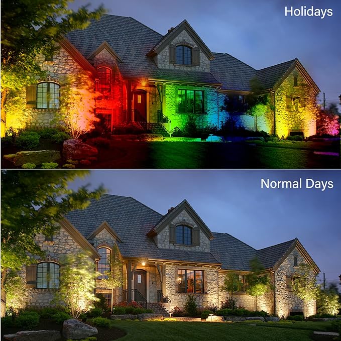 GOODSMANN Low Voltage RGBW Landscape Spotlight Lights 12W 9 Color LED Changing Outdoor Landscape Lighting Bronze 12V Tree Light &amp Wall Wash Light for Yard &amp Garden Festive Decorative Light