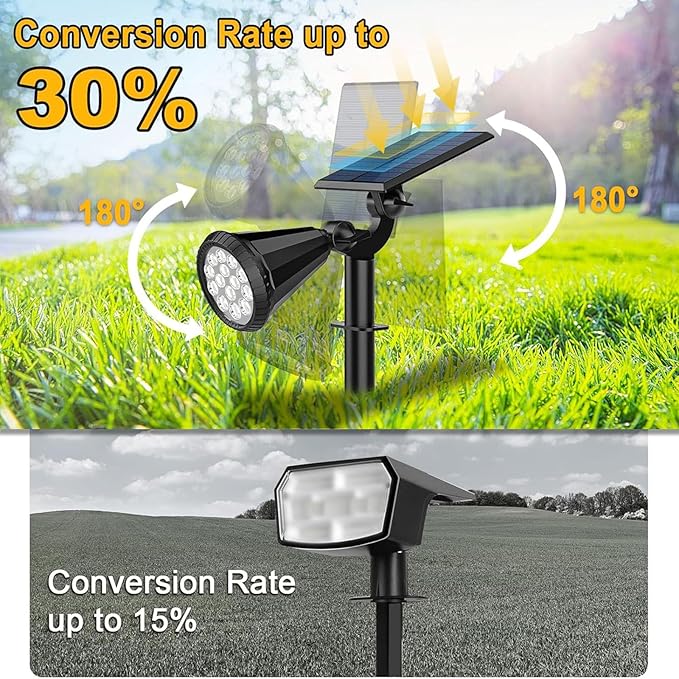 BAdjustable Solar Lights Outdoor Waterproof36 LEDs 1000LM Solar Spot Lights 2-in-1 Solar Powered Spotlights Landscape Lighting for Garden Yard 4 Pack