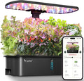 LETPOT LPH-Air Hydroponics Growing System Kits APP &amp WiFi Controlled Smart Indoor Garden with 24W Grow Light Full Spectrum 10 Pods Planter Indoor Gardening for Gifts Kitchen Vegetable (Black)