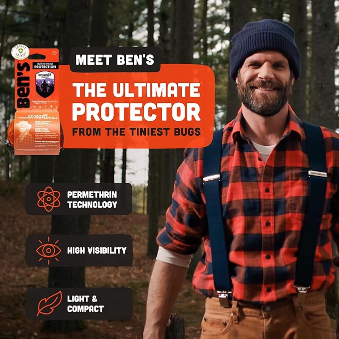 Ben's InvisiNet Xtra with Insect Shield - Comfortable Bug-Repelling Net with Permethrin &amp Drop Neck Design - High-Visibility Head Net with Pull String Sack