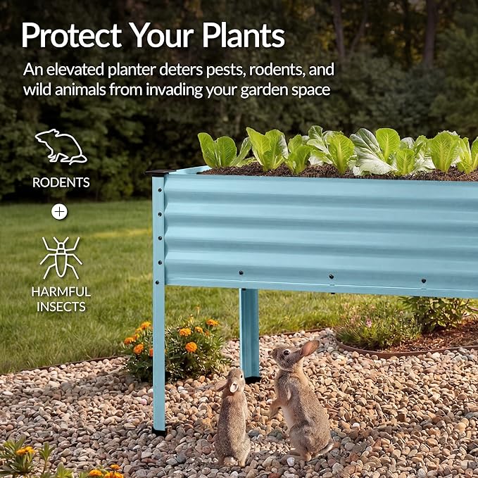 Best Choice Products 48x24x30in Galvanized Raised Garden Bed Metal Elevated Planter Box Vegetable Garden for Backyard Patio Balcony - Mist Blue