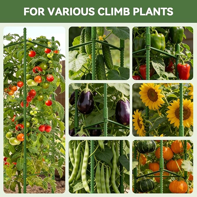 Halatool 63 inch Tall Tomato Cage 8 Pack Adjustable Tomato Cages for Garden Garden Stakes Tomatoe Trellis for Pots Tomatoes Plant Support for Raised Garden Bed &amp Vegetables Flowers