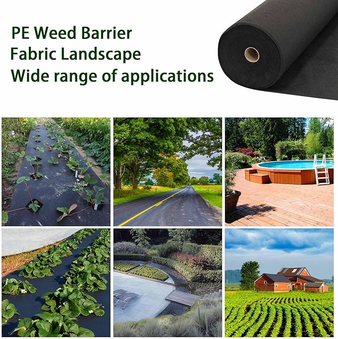 Weed Barrier Fabric 6x300ft Polyethylene Weed Block Fabric Long-Term Use Flexible Breathable Water Permeable 3.2oz Premium Heavy-Duty Gardening Landscape Fabric