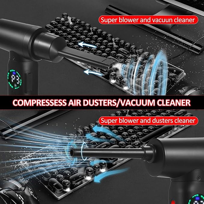 100W Cordless Air Blower Compressed Air Duster Cleaner with Emergency Light Electric Inflator Cleaning Tool Dust Blower