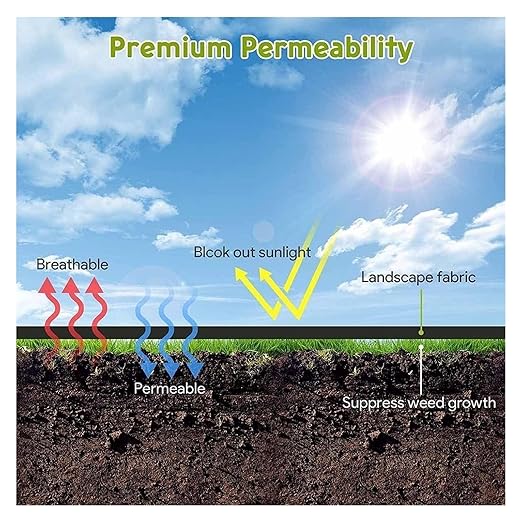 Driveway Fabric Weed Barrier Fabric Weed Control Film Barrier Fabric Gardening Mat for Farming Agriculture(1.52x152m/5x500ft)
