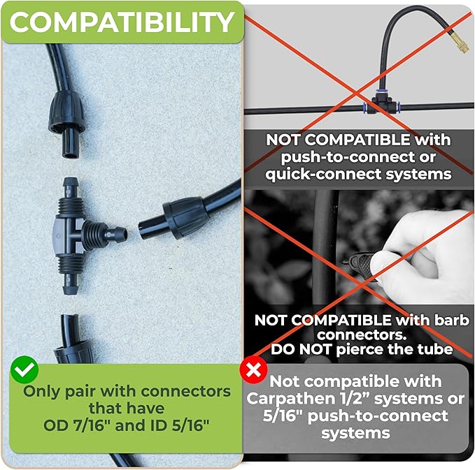 CARPATHEN Drip Irrigation Tubing - 200 ft Black Mainline - (5/16 ID - 7/16 OD) - PVC Water Line