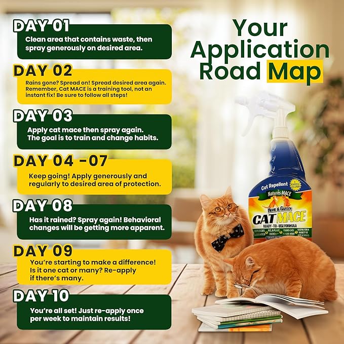 Nature's Mace Cat Mace Cat Repellent Pets Training Tool Outdoor &amp Indoor Home Liquid Spray Deterrent Landscaped Marking Anti-Scratch Garden &amp Furniture Protector Ready-to-Use 1 Gallo