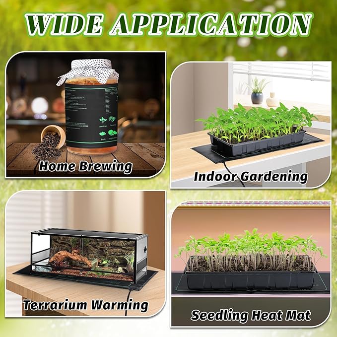 6 PCS Durable Seedling Heat Mat for Plants - 10'' x 20.5'' Bulk Seed Starting Heating Mat for Indoor Grarden Greenhouse Waterproof Warm Hydroponic Seed Mat for Plant Germination Growth