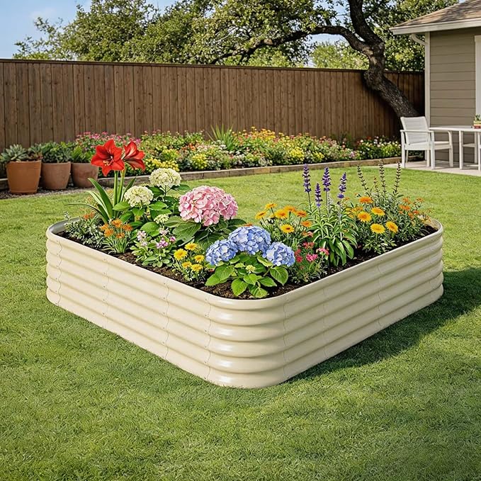 2-Pack L-Shaped Metal Raised Garden Bed 7x7x1.5 ft 18 Tall Galvanized Steel Corner Raised Garden Bed for Vegetables &amp Flowers Modular Outdoor Raised Planter Box - Brooklyn Grey