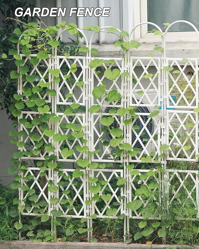 Large Decorative Outdoor Trellis Metal Garden Trellis For Climbing PlantsEuropean Style Rustproof Metal Garden Fence For Outdoor Indoor Potted Plants Tomato Rose(White90x125cm(35.5x49.2in))