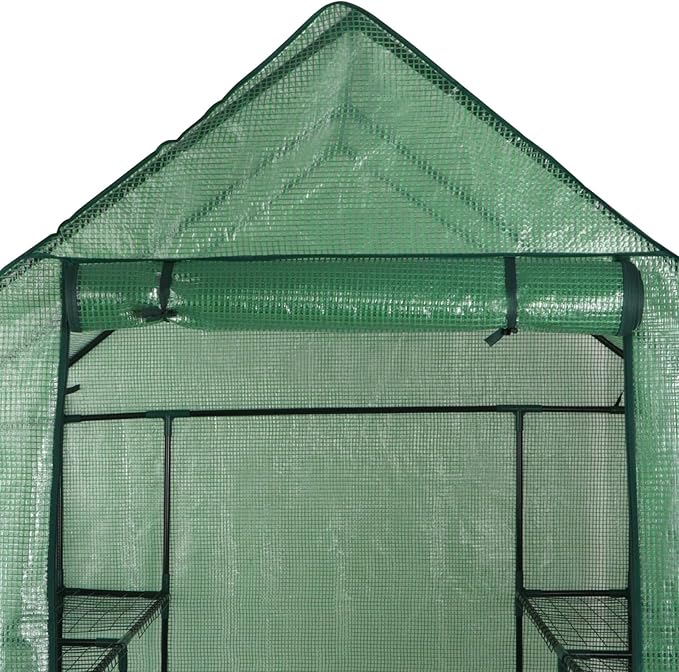 2-Tier 8-Shelf Mini Walk-in Greenhouse Portable Plant Herb Flower Gardening Hot House with PE Cover for Backyard Indoor Outdoor