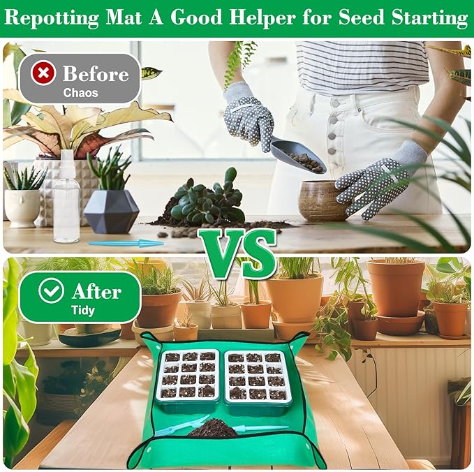 Reusable Silicone Seed Starter Tray 60 Cells Seed Starter Kit with Humidity Adjustable Dome and Lid Plant Germination Trays with Repotting Mat 5 Packs Germination Kit for Seeds Grow Starting