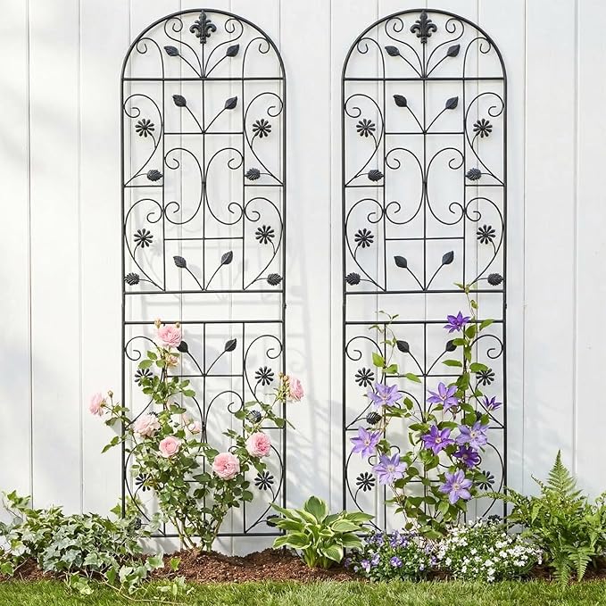 Trellis for Climbing Plants Outdoor （2 Pack 70.8x19.6-inch） Generic Metal Garden Trellis Rustproof Easy Assembly（Black）