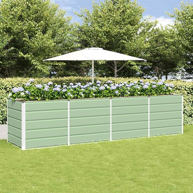 Steel Raised Garden Bed for Gardening Metal Planter Box for Vegetables Fruits Flowers 94.49 x 31.50 x 29.53 in Green-671