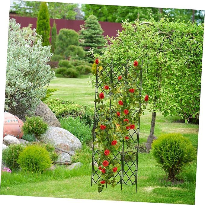Garden Trellis for Climbing Plants Metal Support Rack for Outdoor and Indoor Use Decorative Plant Holder for Vines and Flowers Smooth Finish Durable Design Black