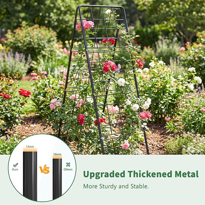 2 Pack Cucumber Trellis 59 High Foldable A-Frame Garden Trellis for Raised Bed Garden Grow Support with Plant Support Clips Ties for CucumberTomato Climbing Plants and Flowers