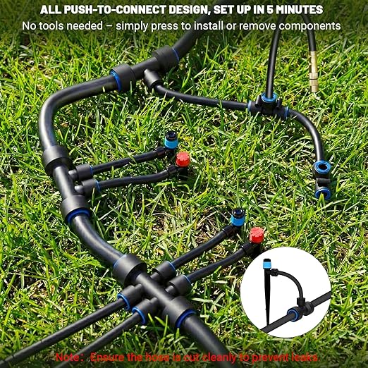 230FT Drip Irrigation Kit with Push-Fit Connectors DIY Automatic Garden Watering System 2026 New Upgraded Water-Saving Design with 3 Adjustable Nozzles for Yard Greenhouse Lawn &amp Potted Plants