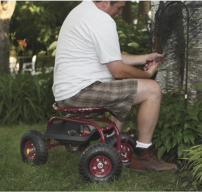 Ironton Rolling Garden Seat with Turnbar