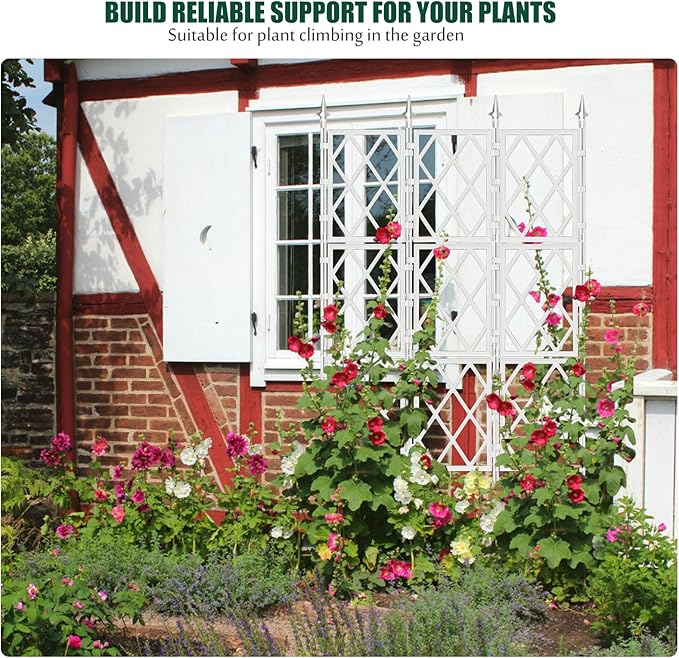 5.25FT Metal Pipe Trellis for Climbing Plants Outdoor Garden Wall White Trellis with Garden Twist Tie Support Tall Plant Fence for Ivy Vines Rose Flower