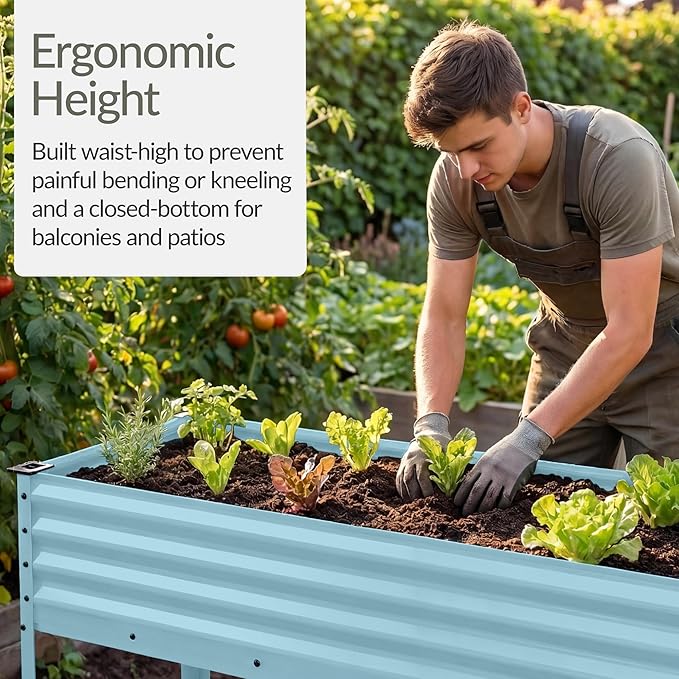 Best Choice Products 48x24x30in Galvanized Raised Garden Bed Metal Elevated Planter Box Vegetable Garden for Backyard Patio Balcony - Mist Blue