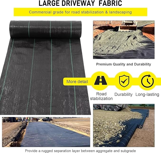Driveway Fabric 3x300 ft Road Fabric Commercial Barrier Fabric Landscape Fabric Heavy Duty 4OZ French Drain Fabric for Erosion ControlLandscape FabricConstruction Projects