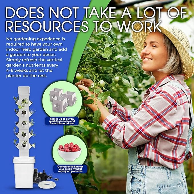 Garden Hydroponic Growing System Vertical Tower - Vegetable Plant Tower Gardening Lover - Automate Aeroponics Mini Indoor Outdoor Home Grow Herb 20Plants/1pc