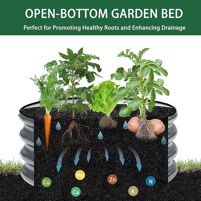 2 Pcs 2x2X1 FT Round Galvanized Raised Garden Bed Kit Silver Outdoor Planter Garden Bed Metal Raised Box for Vegetables Fruits Flowers &amp Herbs