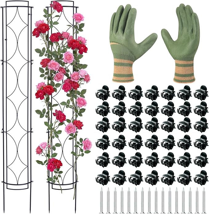 Novabright 2 Pack 71''h X9.8''w Garden Trellis for Climbing Plants Metal Plant Trelli Indoor Outdoor Metal Garden Trellis for Potted Plants Climbing Houseplants Flowers Decorative Outdoor Downpipes