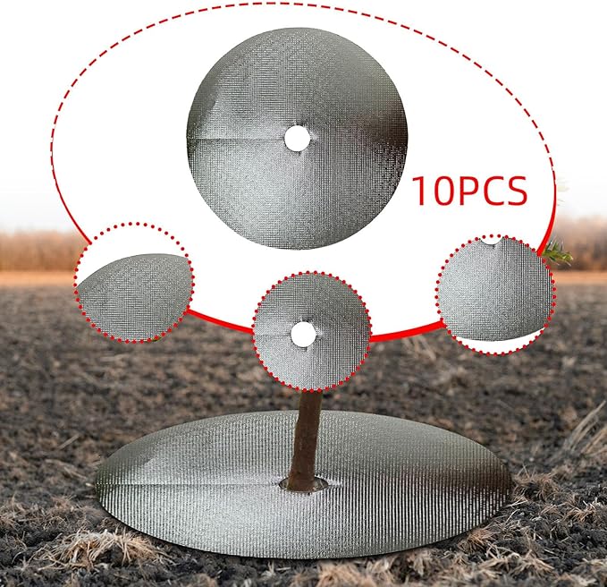10 Pieces Tree Mulch Rings for Weed Control Fruit Tree Protector Thickened Plant Cover Growth Resistant Weed Barrier Fabric Argent