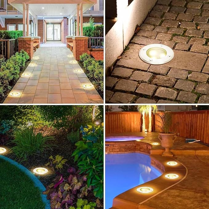 3PCS Recessed Ground Spotlight - 3W Outdoor Stainless Steel Landscape Lights Ultra Slim Submersible Fountain Lamp IP68 Waterproof Underwater Pond Led Spot Lights(Green12V) (Red 24V)