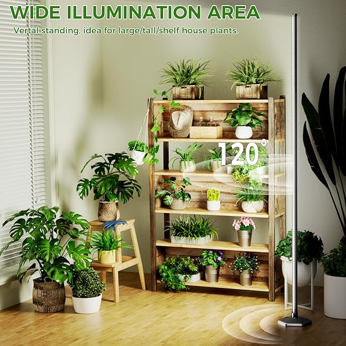 2PCS Grow Lights for Indoor Plants with Timer 384 LEDs 42W Vertical Full Spectrum Grow Light 65 Inch Standing Grow Lights 3 Light Modes 5-Level Dimmable Wide Coverage