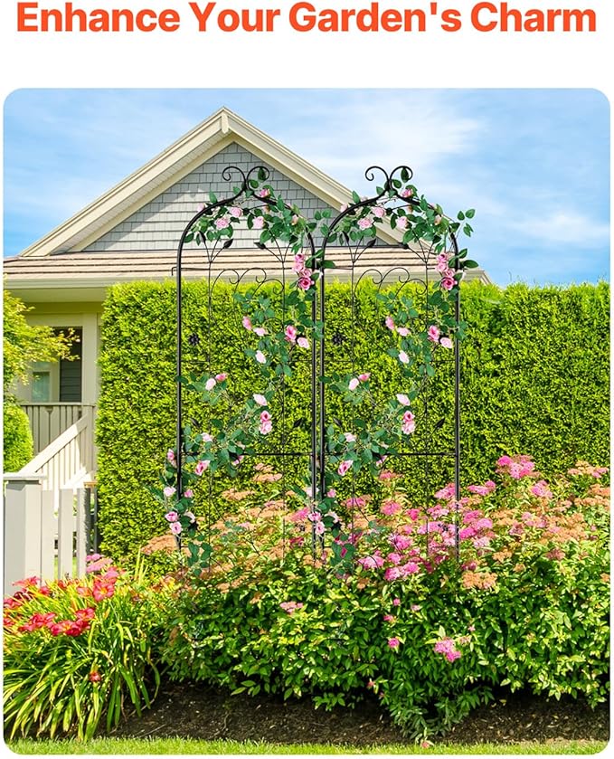 Happybuy Garden Trellis for Climbing Plants 60 x 15 in 2 Packs Rustproof Metal Garden Flower Trellis Outdoor Climbing Rose Trellis Cucumbers Support