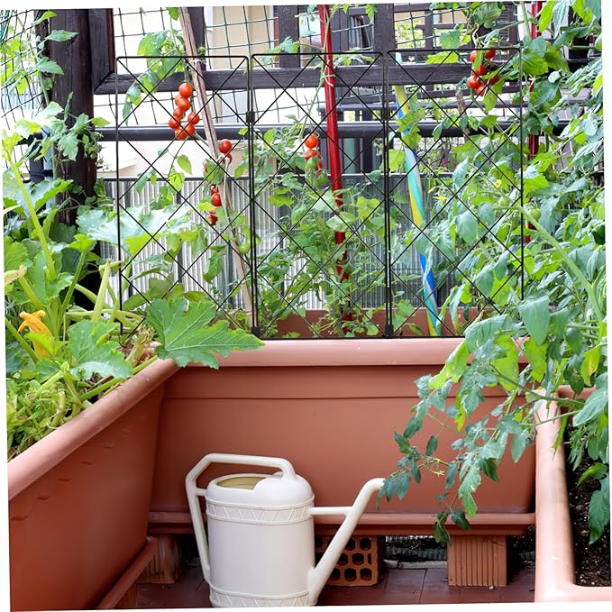 Toyvian Folding Iron Plant Support Rack for Climbing Vines and Flowers Garden Trellis Stand with Strong Stable Frame Multi Use Plant Bracket for Vegetables and Outdoor Gardening