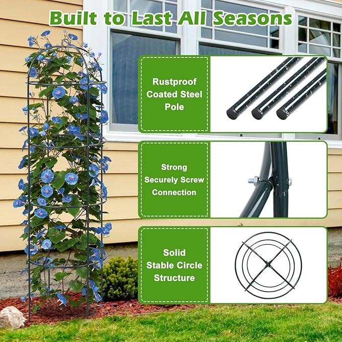 Trellis for Climbing Plants Outdoor 75 Tall Heavy Duty Metal Obelisk Garden Trellis Climbing Plant Support for Heavy Tomatos Cucumber Potted Vine Flower Rose Clematis Vegetable Pea Bean Trellises