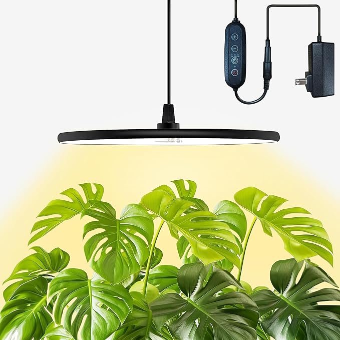 chiphy Hanging Grow Lights for Indoor Plants 40W Full Spectrum with 3/9/12 Hours Timer Pendant Plant Lights for Indoor Growing Large Tall Plant Garden Flowers Greenhouse16.7FT Power Cord