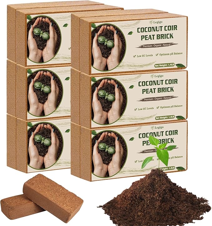 Legigo 12 Pack Premium Coco Coir Brick for Plants- 100% Organic Compressed Coconut Coir Bricks Starting Mix Coco Coir Fiber Coconut Husk for Planting Gardening Potting Soil Substrate Herbs